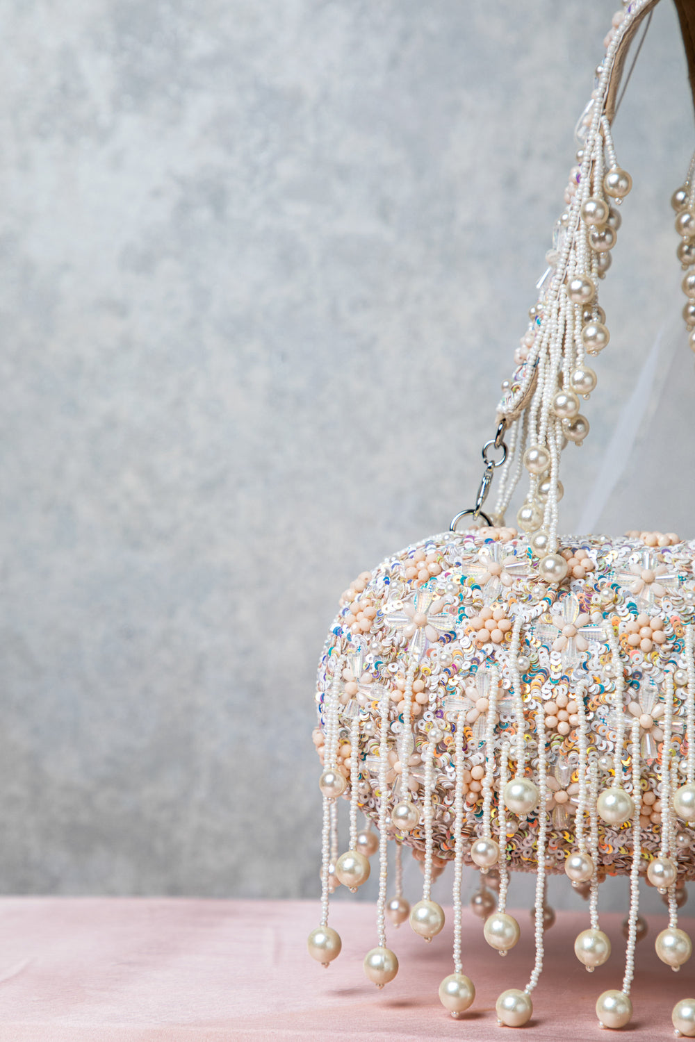 Multicolor Sequence With Beige Base Clutch Bag By EENA Official