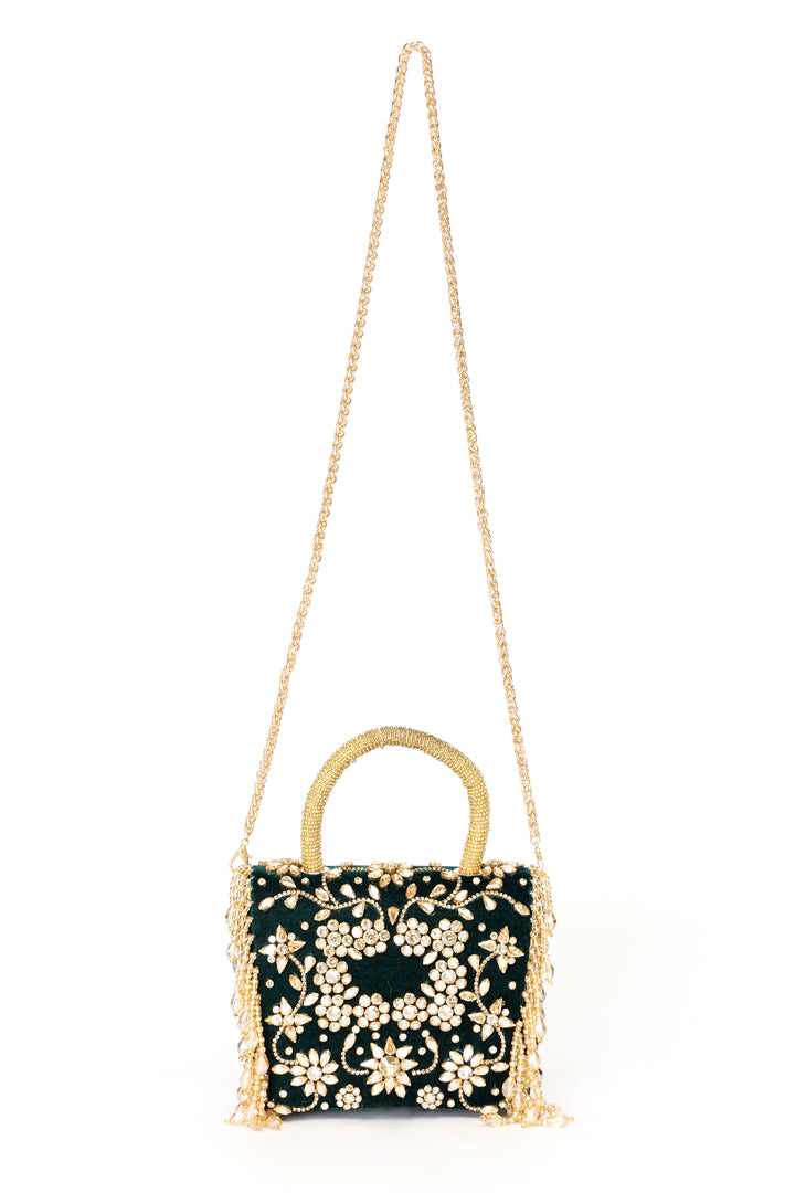 Minali Clutch-Emerald green