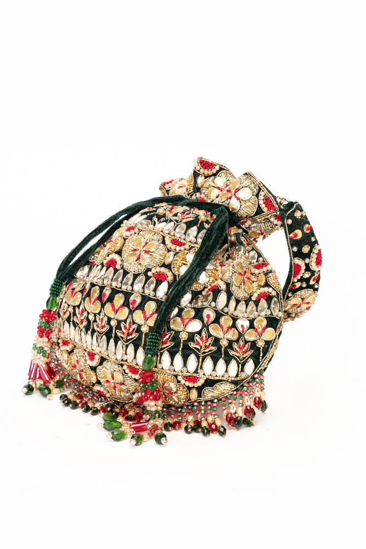 Ravya Potli –Bottle Green (Pre order)