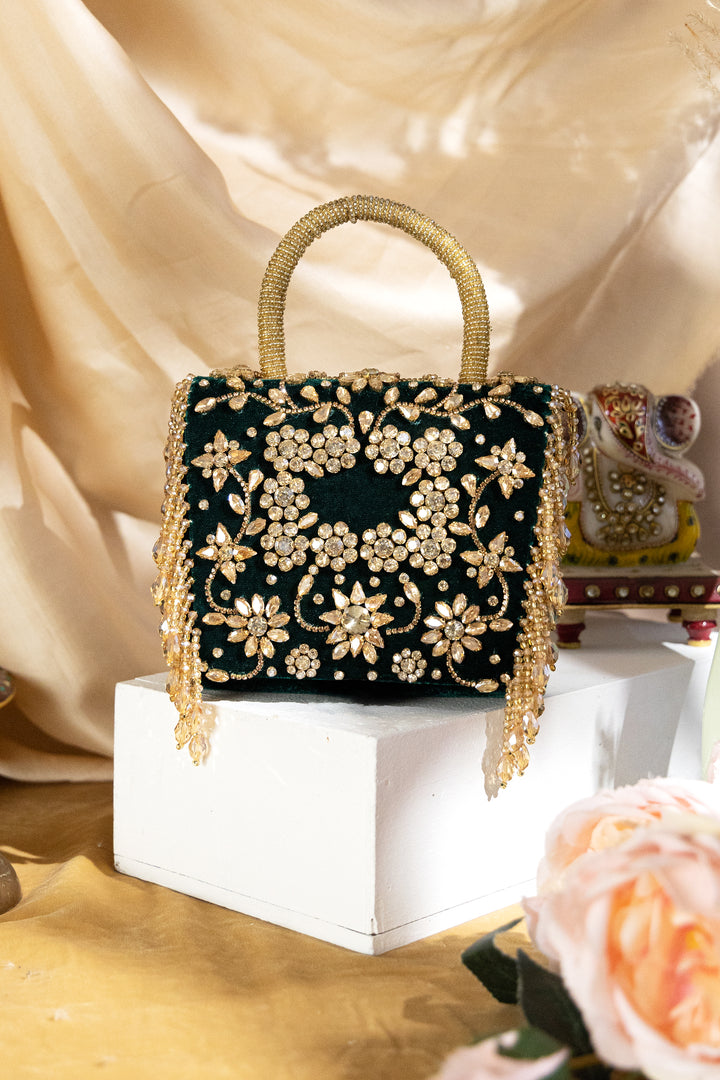 Minali Clutch-Emerald green
