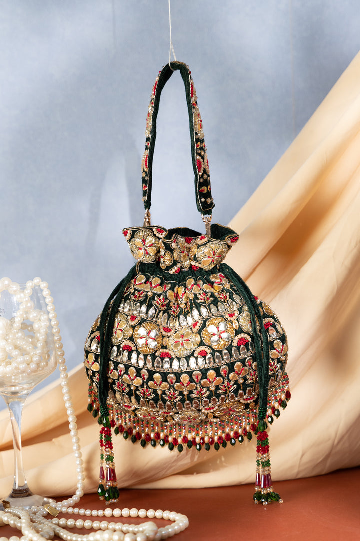 Ravya Potli –Bottle Green (Pre order)