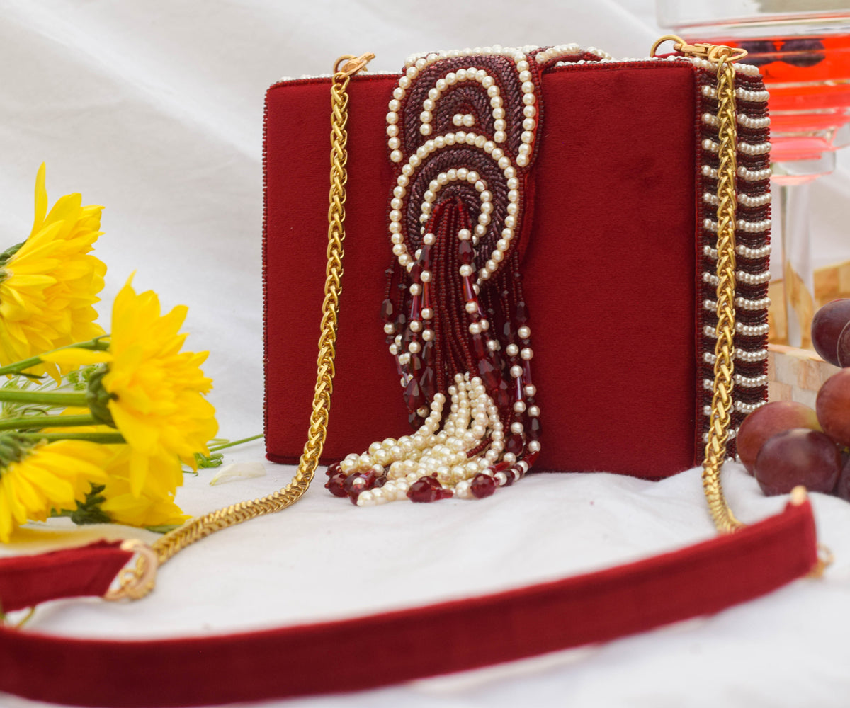 Royal Red Vintage Handbag With Tassel Latkan | Official Wardrob – The Melon  Closet