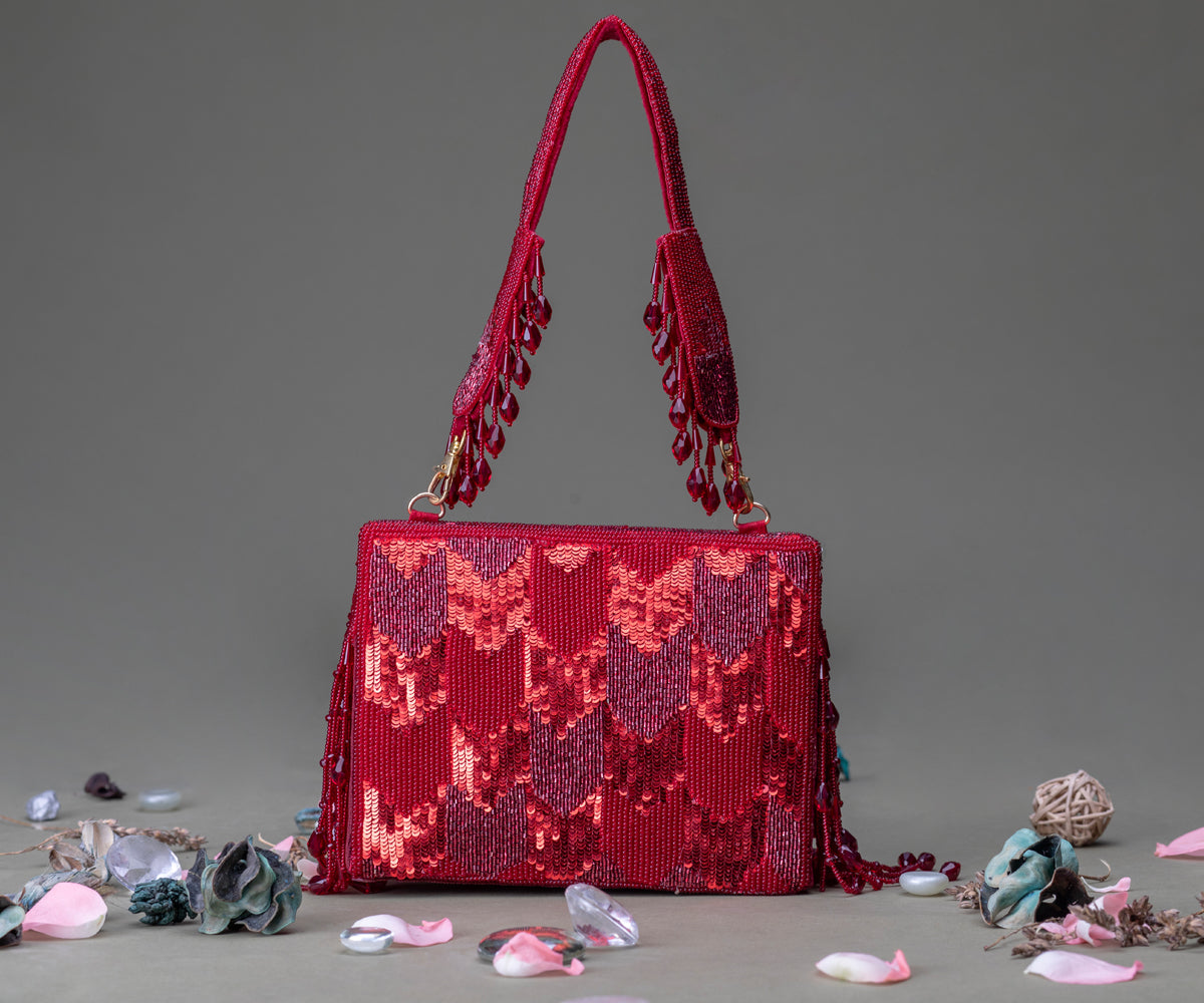 Khadim Cherry Red Clutch Bag for Women (3484155)