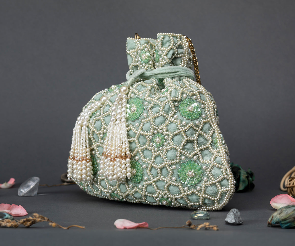 Green Velvet Zardosi Metal Box clutch Sling bag Zardosi embroidered, Bag  purse, zardozi Hand Work Handbag